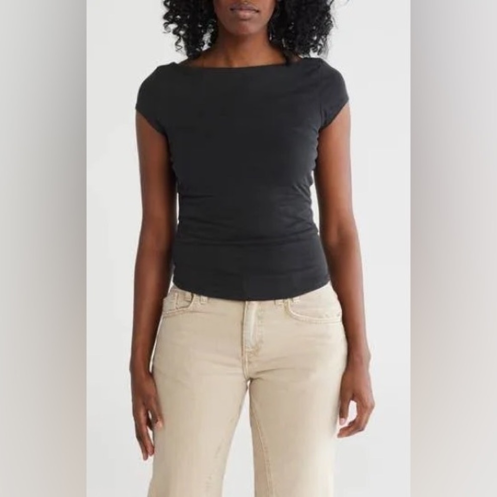 Free People Katie Knit Tee Black - Picture 1 of 6